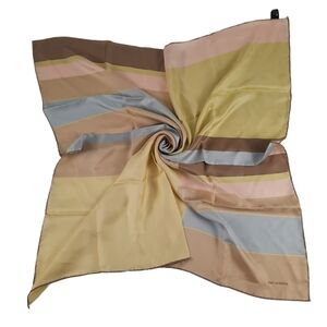 RANI ARABELLE Silk Muted Colorblock Scarf Hand Rolled Italy Muted Earth Tones